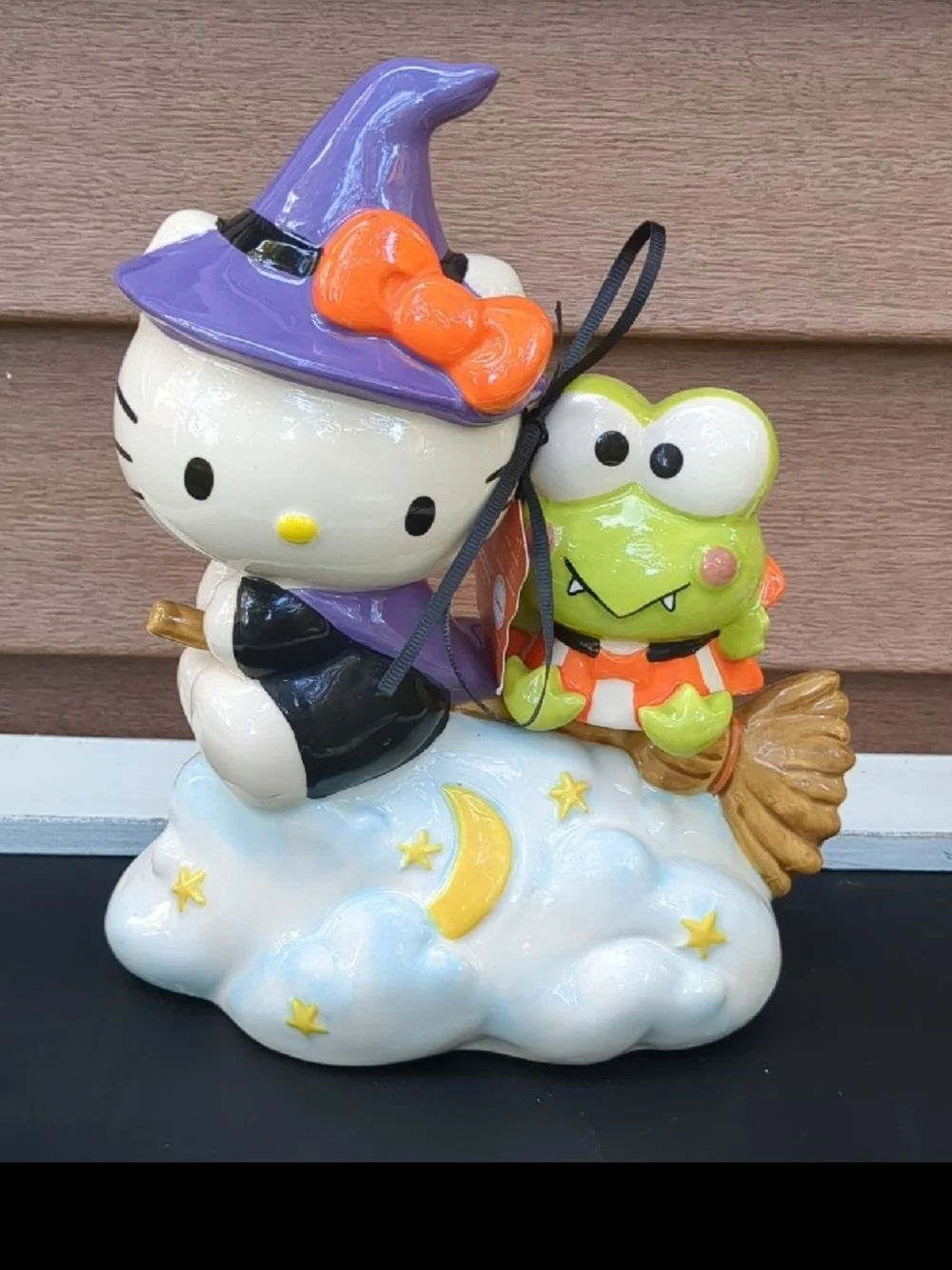 Hello Kitty Halloween Blue Sky Clay Works Ceramic Witch & Keroppi Decoration